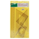 Juego de geometría 4 piezas, 30cm, en bolsa
