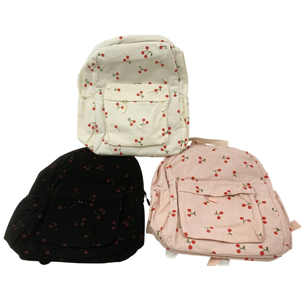 Mochila juvenil, de pana con bolsillo frontal y 2 bolsillos laterales, varios colores