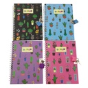 Diario íntimo con candado, diseño cactus varios colores