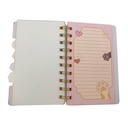 Libreta con espiral 60 hojas, varios diseños 65 hojas con separadores, varios diseños