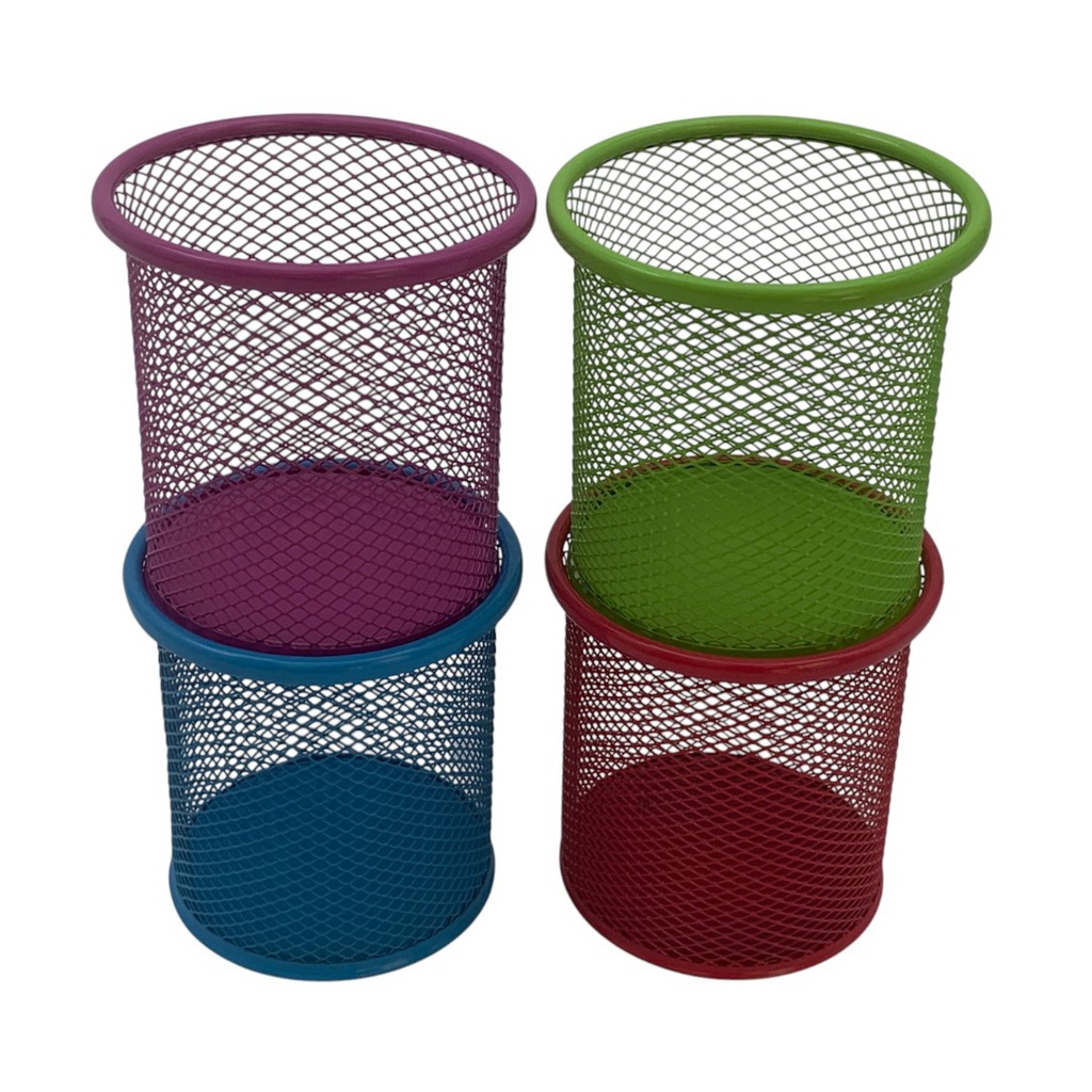 Portalápices de metal cilíndrico, varios colores