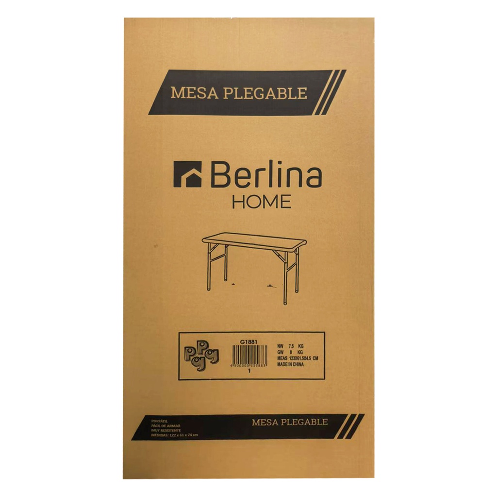Mesa de PVC y hierro, patas plegables, Berlina Home