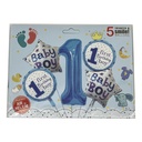 Globo metalizado x5 con N°1 celeste, en bolsa
