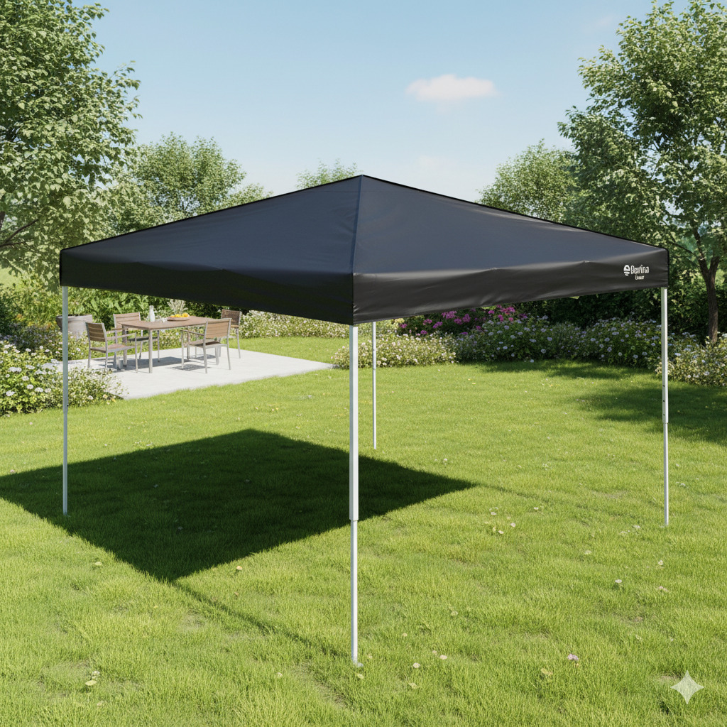 Gazebo impermeable filtro UV 3x3m NEGRO, en caja, Berlina Outdoor