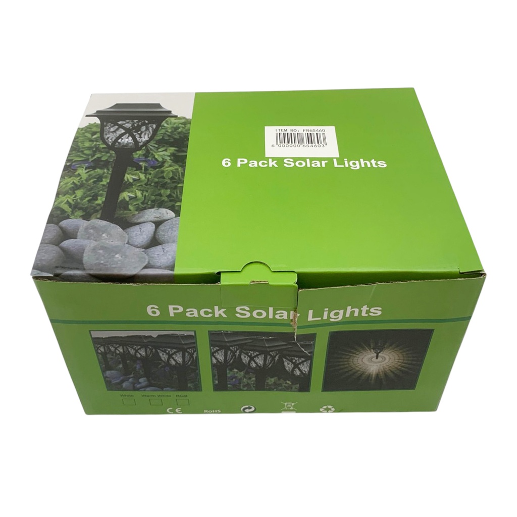 Lámpara led pincho para jardín, recarga solar, CAJAx6