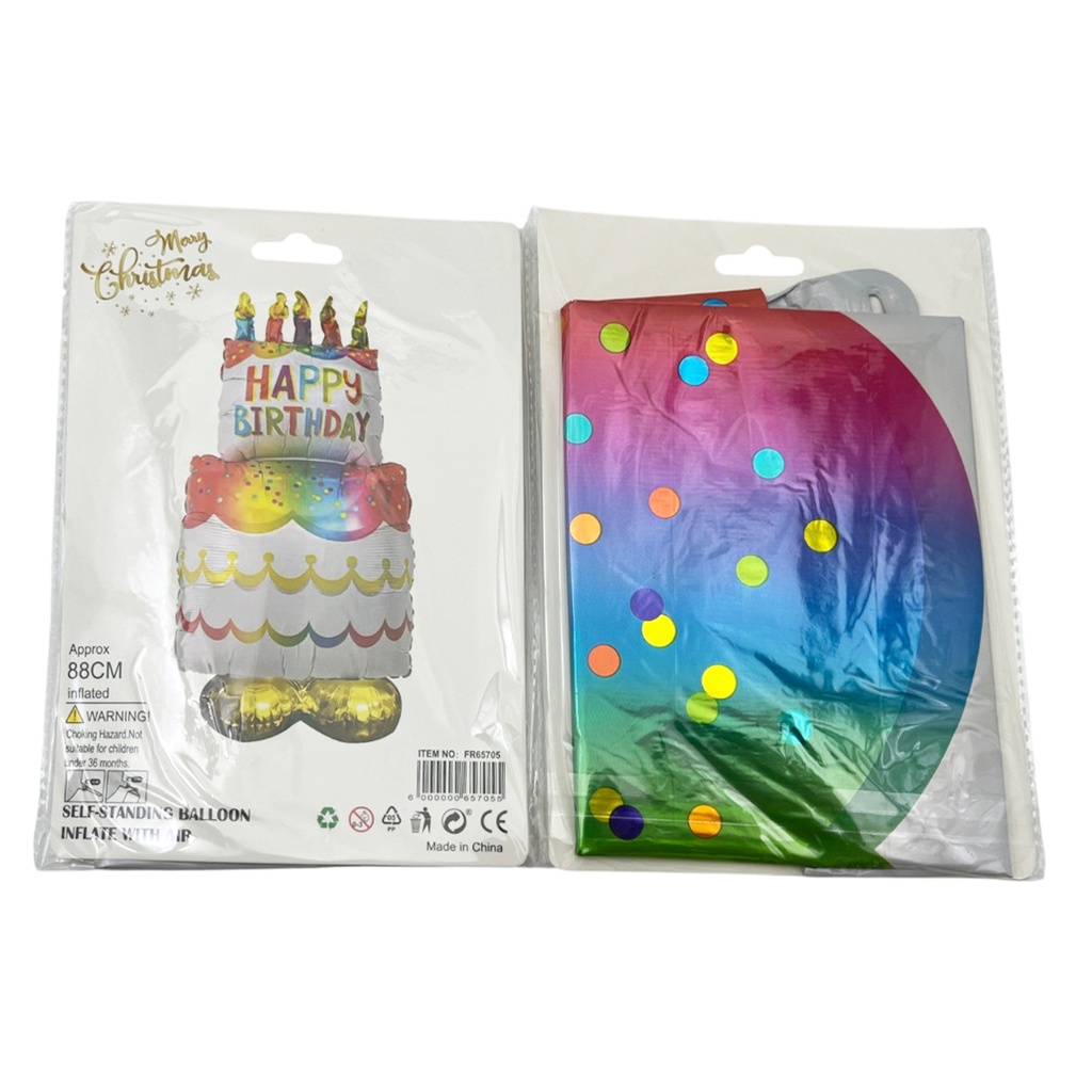 Globo metalizado torta de cumpleaños, 88cm en bolsa