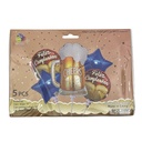 Globo metalizado x5, feliz cumpleaños, en bolsa