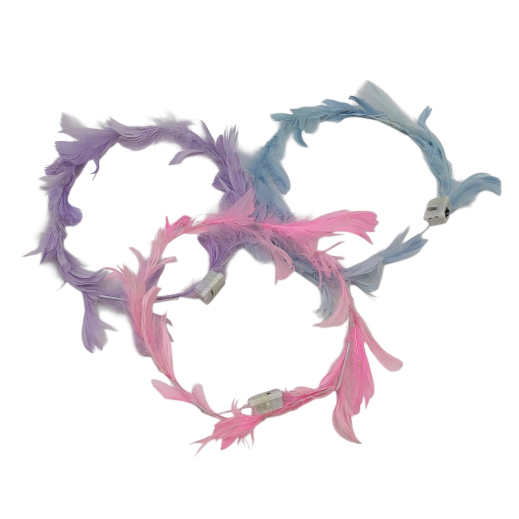Tiara corona luminosa con plumas, varios colores