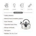 Caldera de acero inoxidable plateada, mango combinado, 2L, en caja