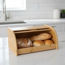 Panera de bambú con tapa rebatible, en caja