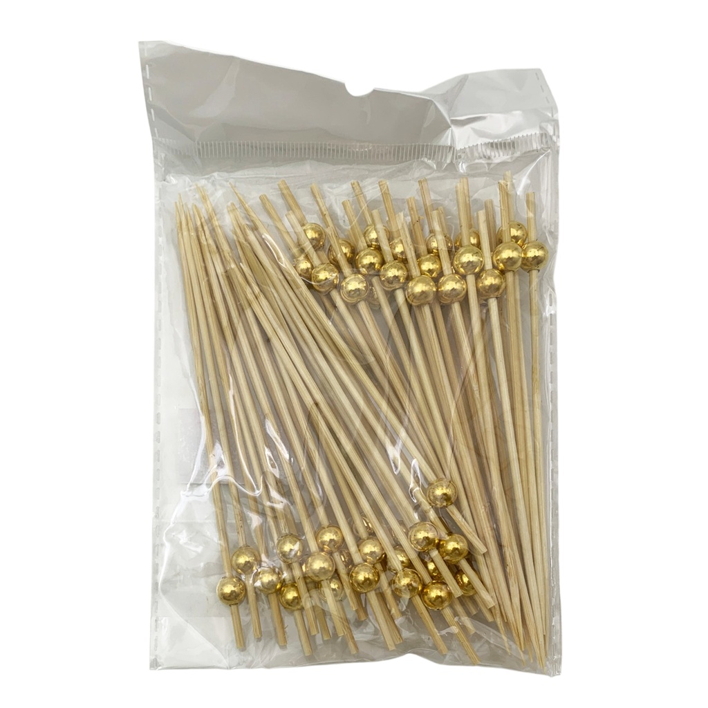 Descartable, pincho para copetín de bambú y plástico, bolsa x50
