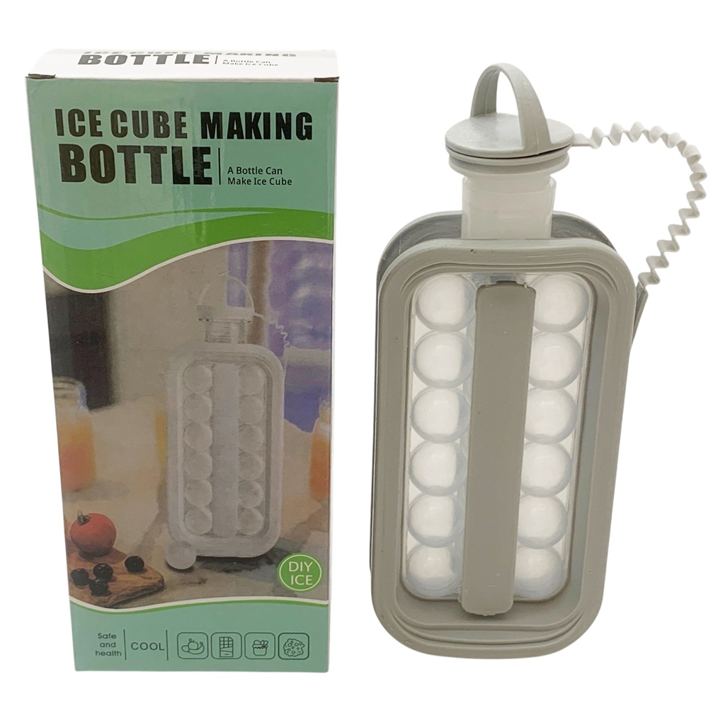 Cubetera de plástico, botella, en caja