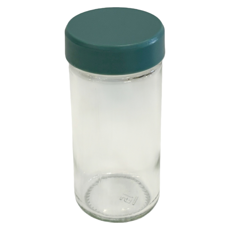 Especiero de vidrio con tapa de plástico, PACK x12, en caja