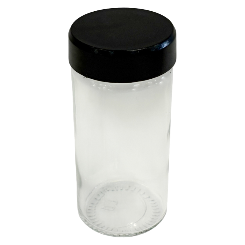 Especiero de vidrio con tapa de plástico, PACK x12, en caja