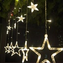 Luces led x138 220V, cortina con 12 estrellas luces blancas, con 8 funciones, en caja