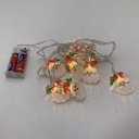 Luces led x10 Papá Noel cálidas, 2AA 2 metros en bolsa