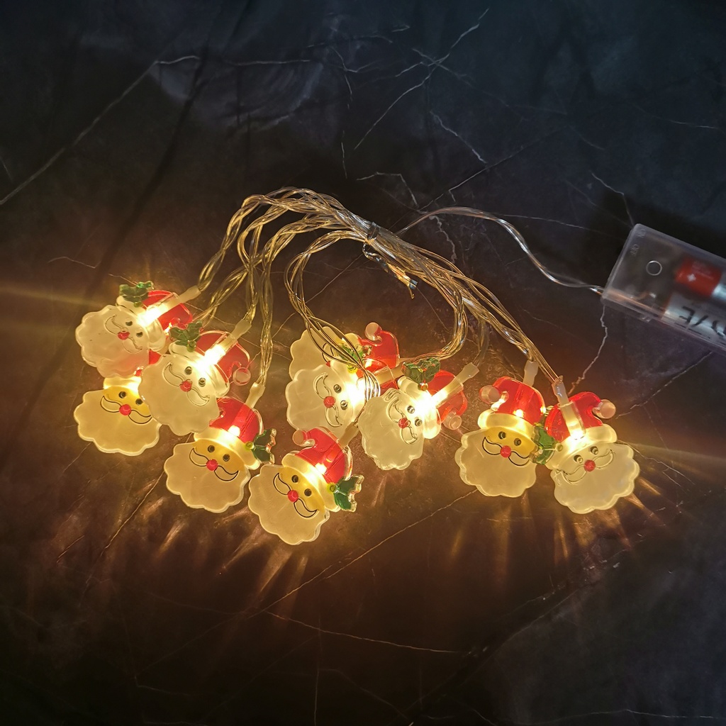Luces led x10 Papá Noel cálidas, 2AA 2 metros en bolsa