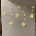 Luces x12 bolas grandes cálidas, 220v cortina extensible 3m, en bolsa