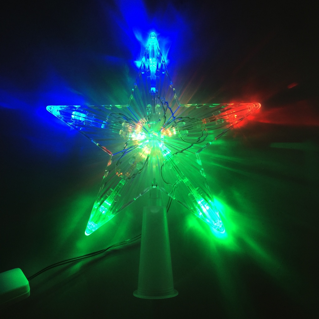 Adorno puntero estrella con luz cálida, 220v, en bolsa