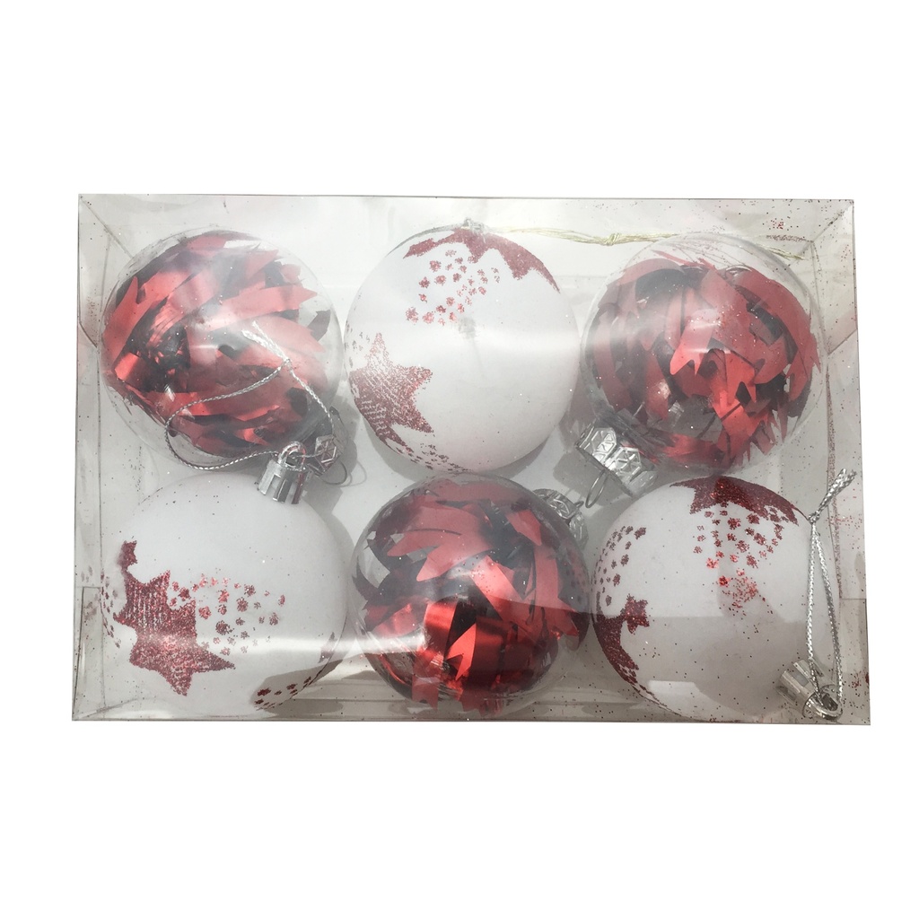 Bolas navideñas x6 5cm , con diseño, en caja