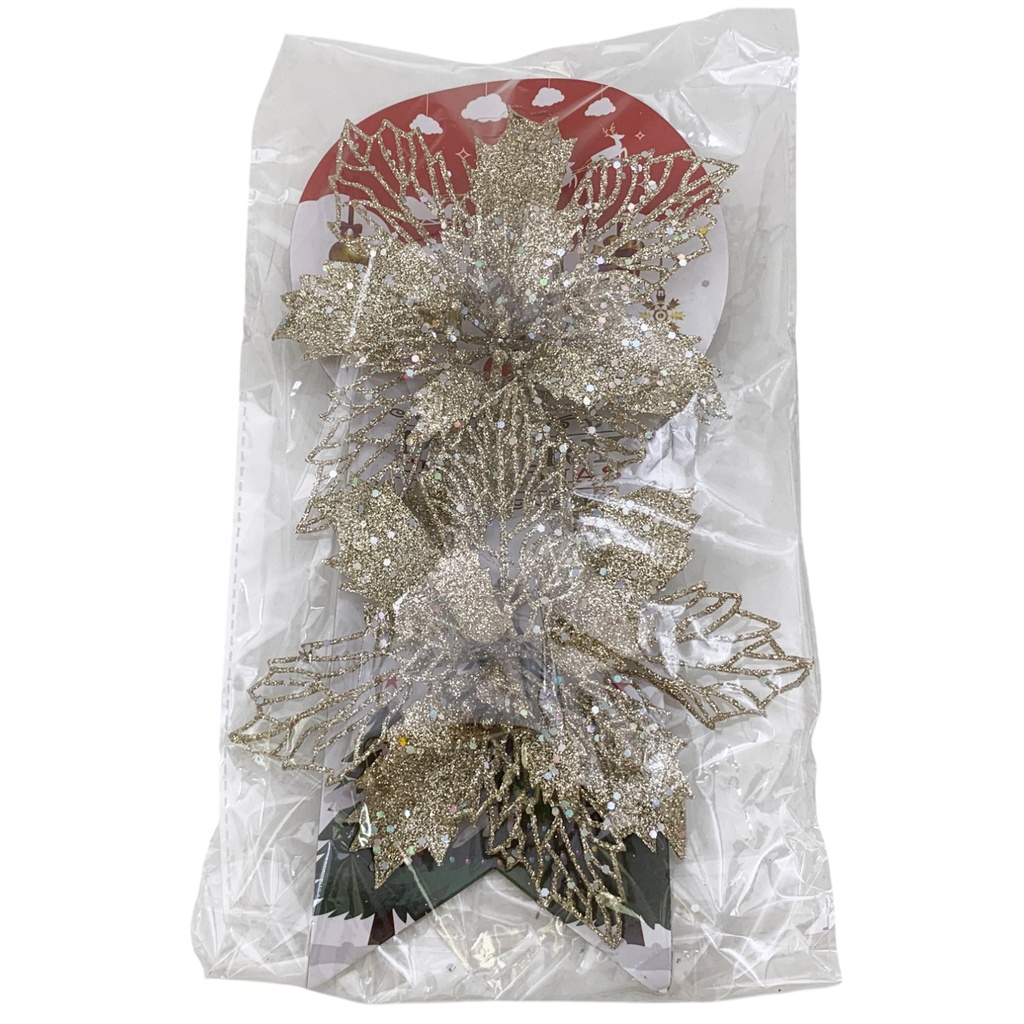 Adorno navideño flor x2, en bolsa