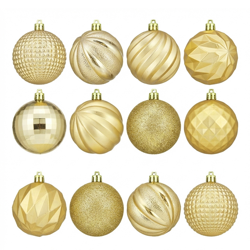Bolas navideñas x12 6cm, DORADO, en caja