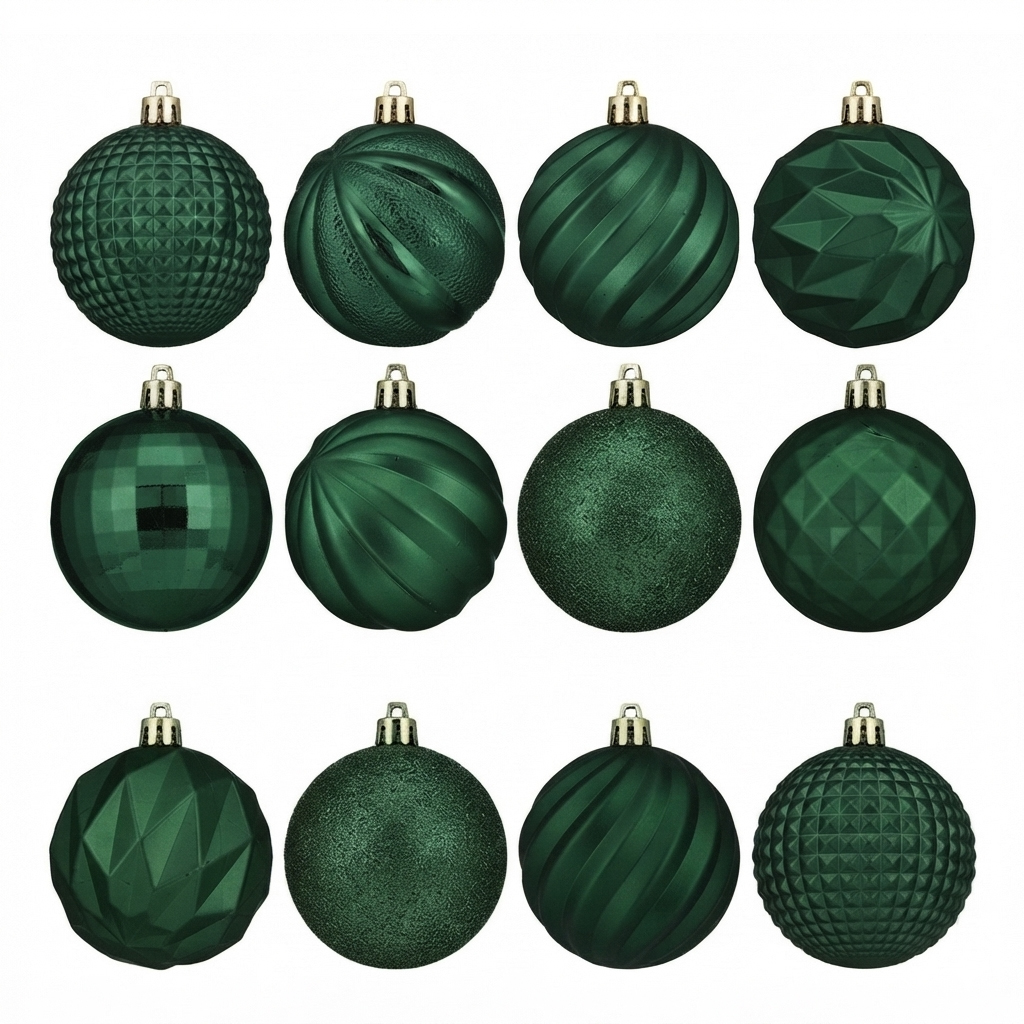 Bolas navideñas x12 6cm, VERDE, en caja