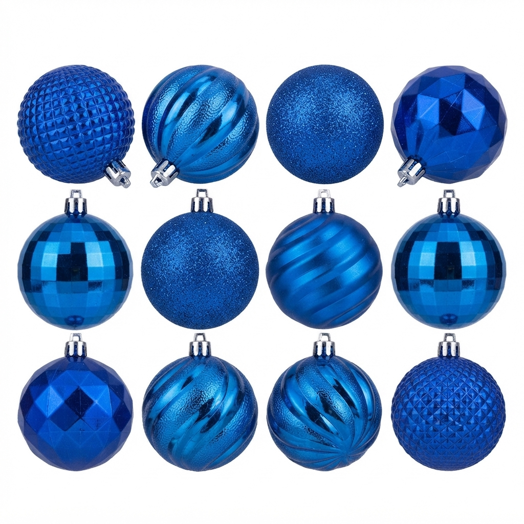 Bolas navideñas x12 6cm, AZUL, en caja