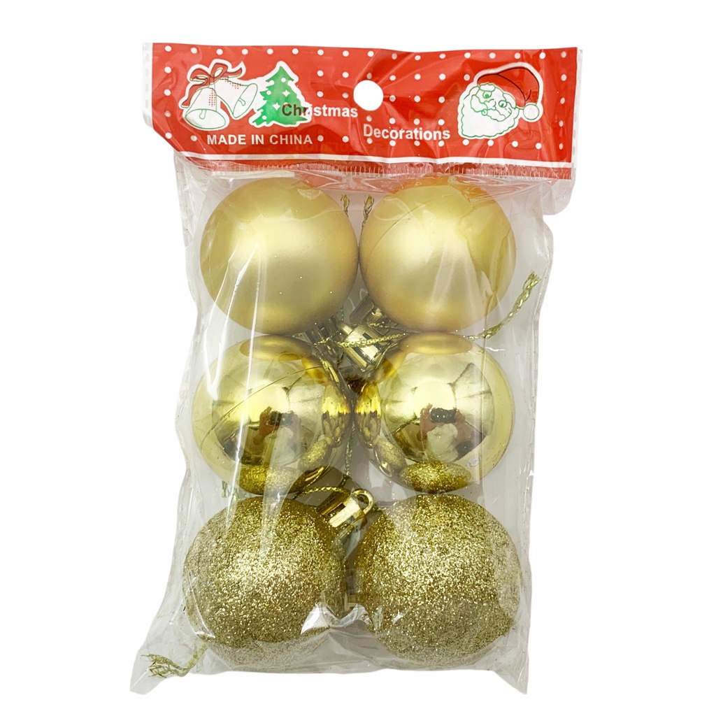 Bolas navideñas x6 4cm, texturas, en bolsa