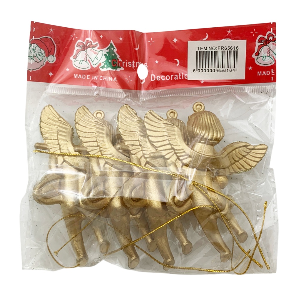 Adorno navideño ángel x4, en bolsa