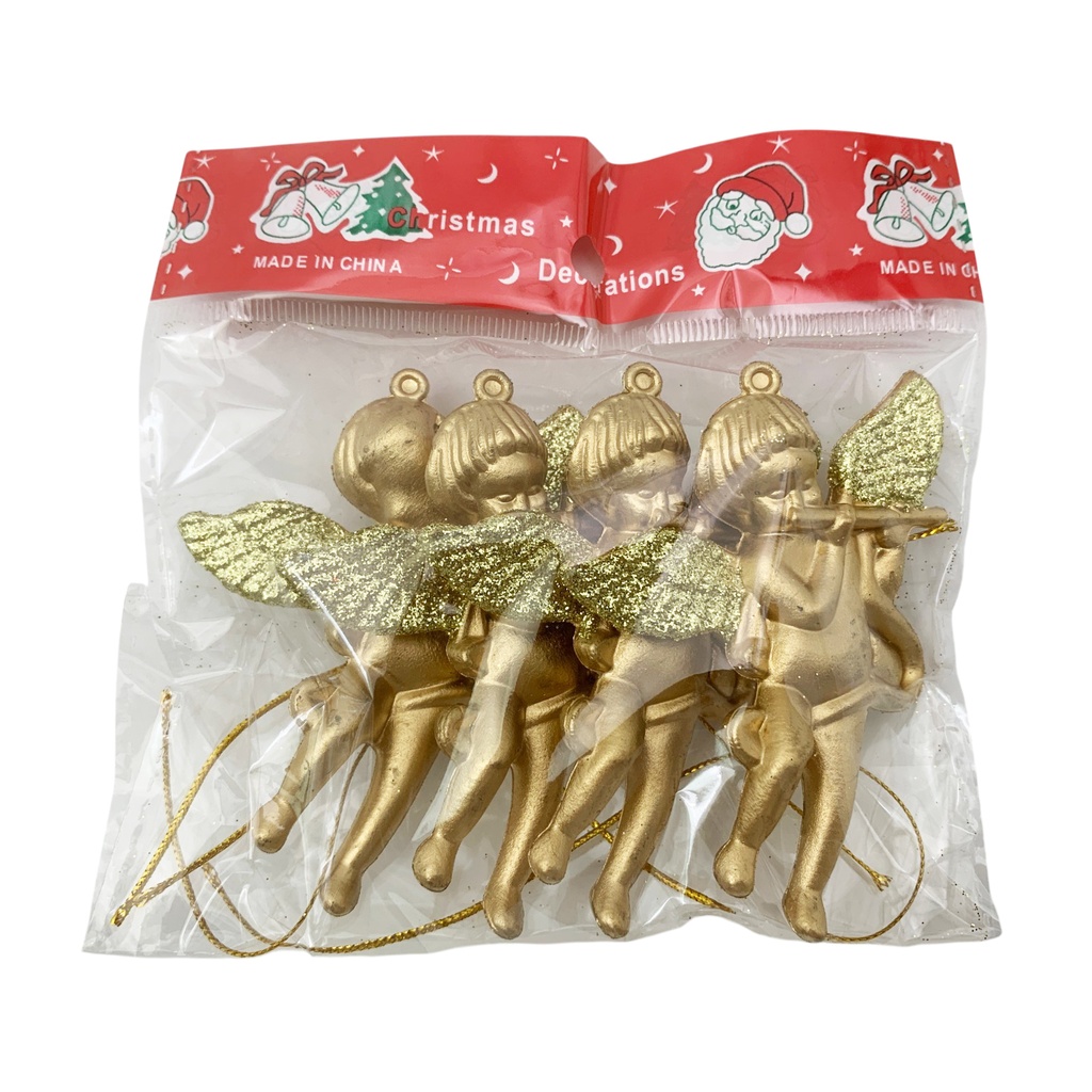Adorno navideño ángel x4, en bolsa