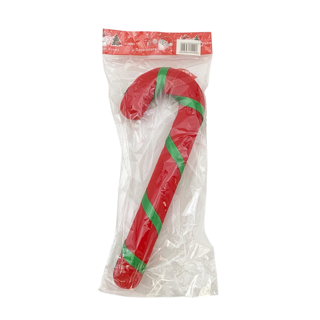 Adorno navideño bastón, símil terciopelo, en bolsa