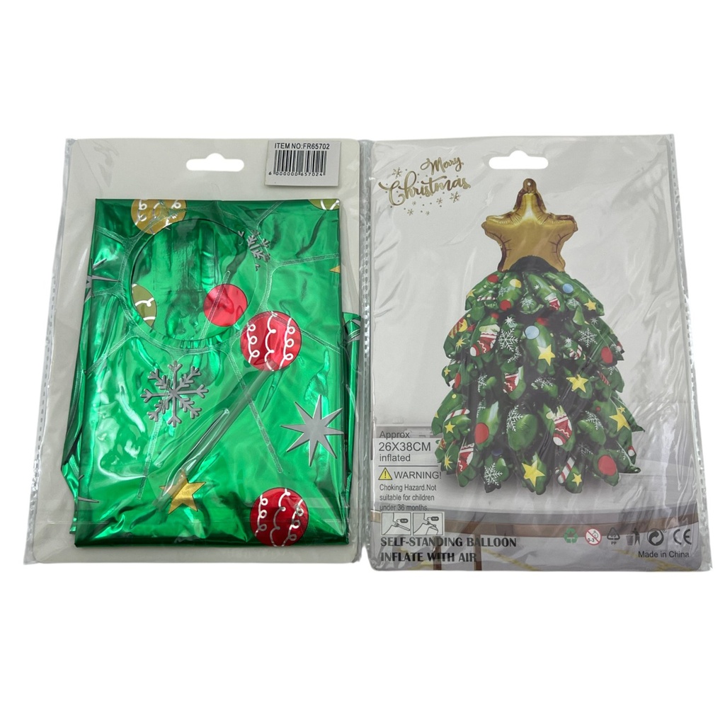 Globo metalizado árbol navideño, en bolsa