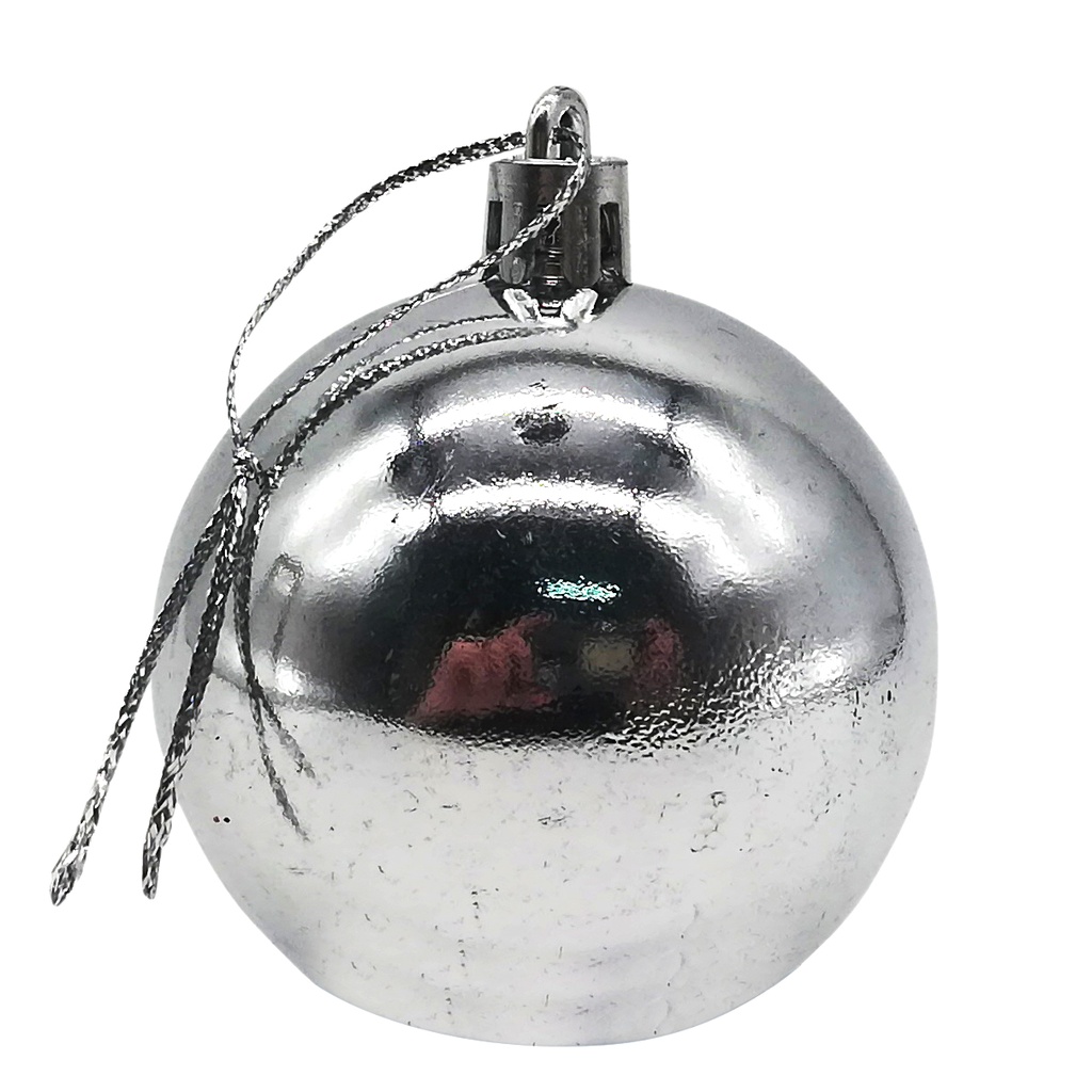 Bolas navideñas x6, 5cm lisas plateadas, en bolsa