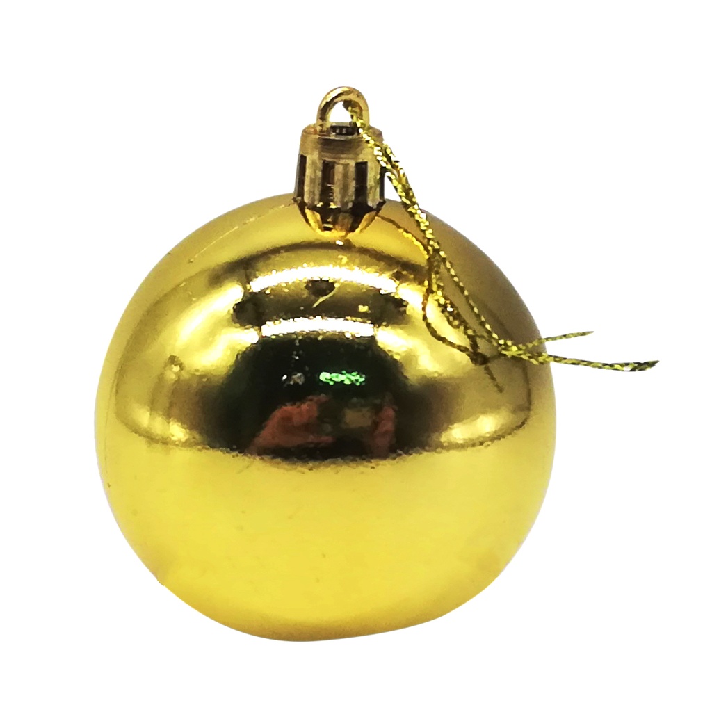 Bolas navideñas x6, 5cm lisas doradas, en bolsa
