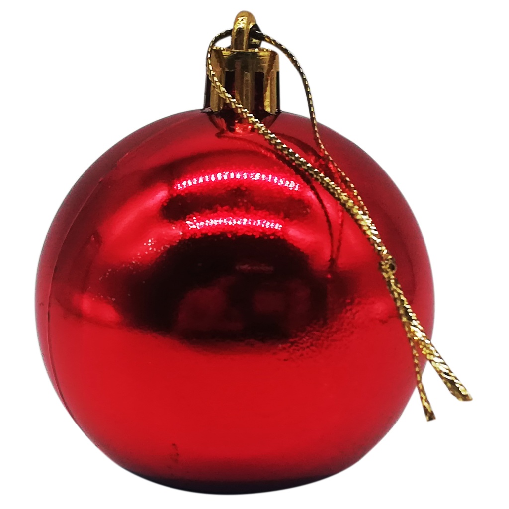 Bolas navideñas x6, 5cm lisas rojas, en bolsa