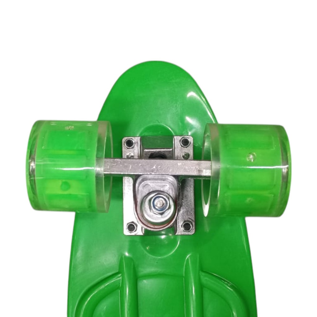 Skate de plástico penny VERDE, ruedas de PVC anchas, trucks de metal