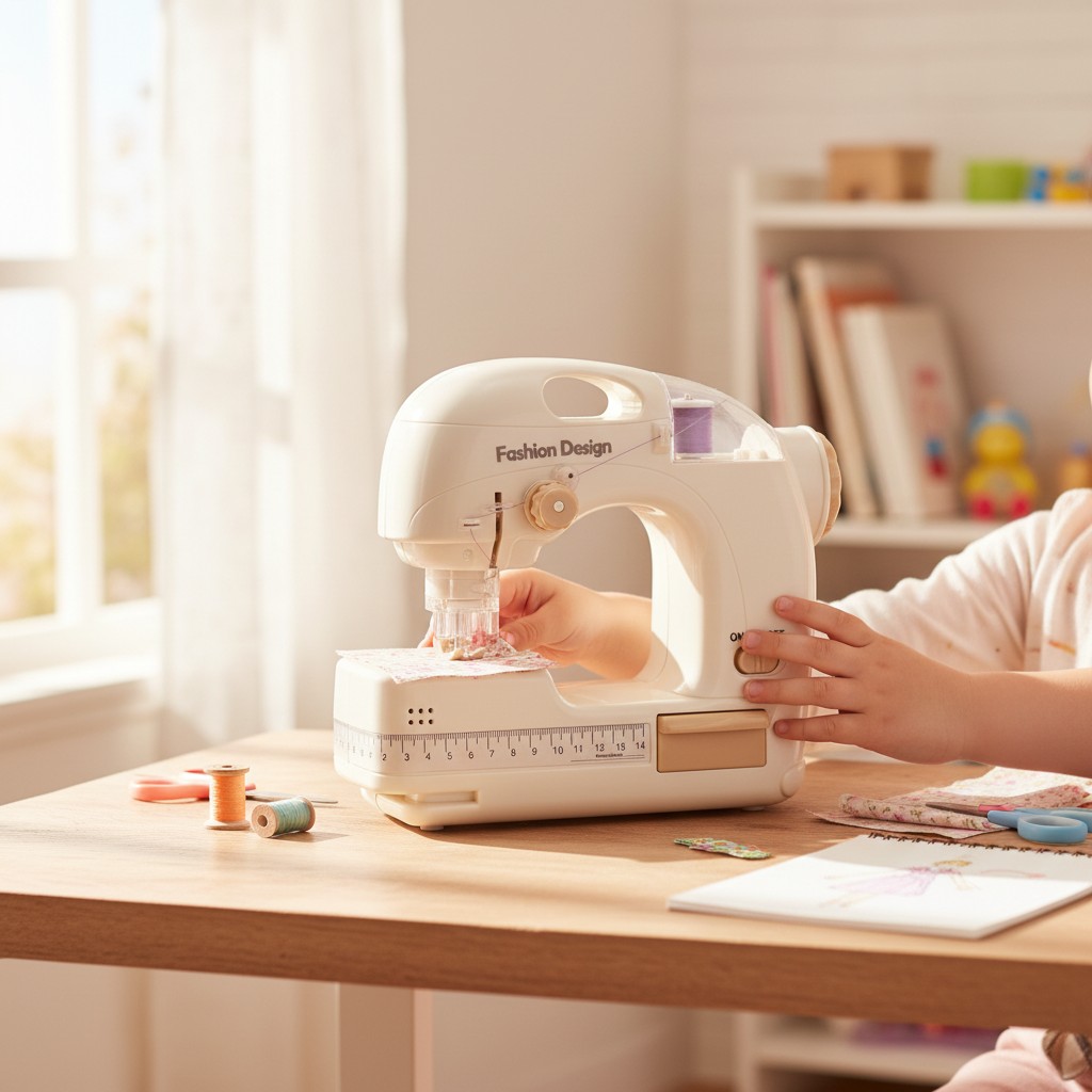 Electrodomésticos, máquina de coser con luz, sonido y accesorios, 4AA, en caja