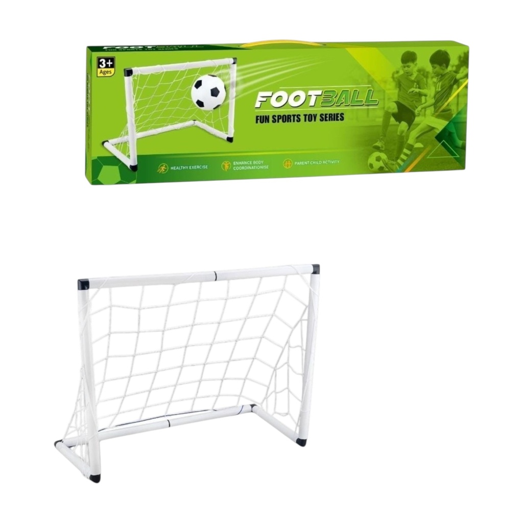 Arco de fútbol, desarmable con pelota e inflador en caja