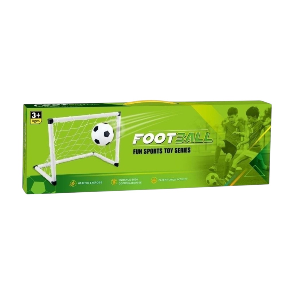 Arco de fútbol, desarmable con pelota e inflador en caja