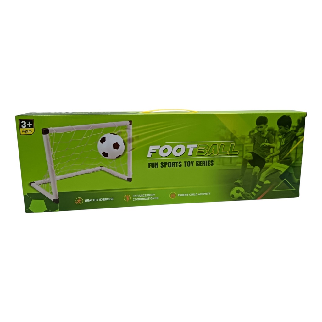Arco de fútbol, desarmable con pelota e inflador en caja