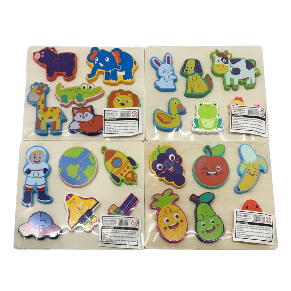 Encastre de madera, puzzle formas, varios diseños
