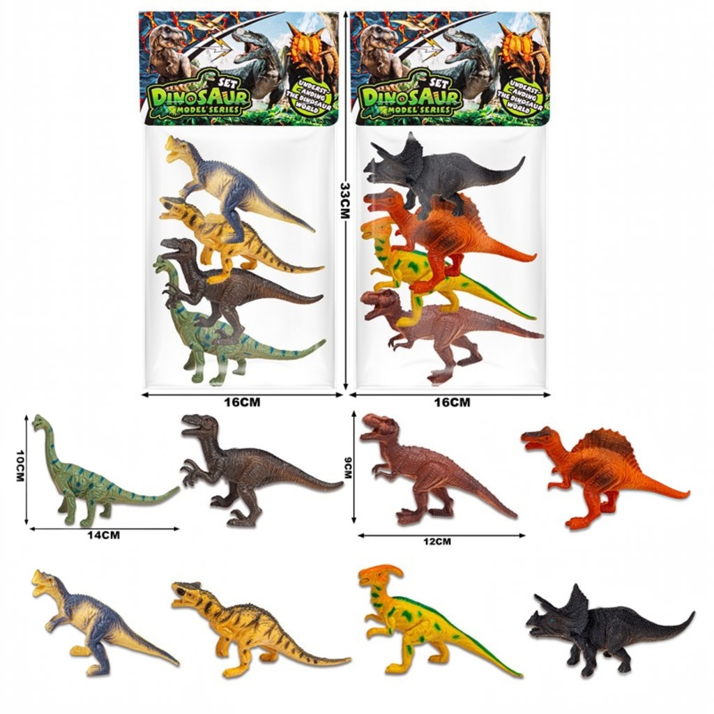 Dinosaurio de plástico, x5, en bolsa