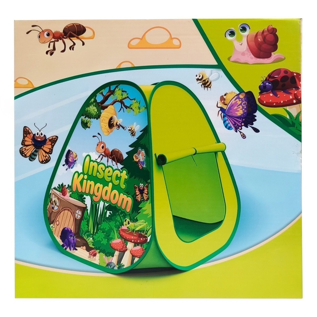 Casita carpa para niños, autoarmable, diseño insectos, de PVC, en caja