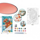 Cuadro para colorear por números, con acuarelas, 2 pinceles, diseño loro en caja