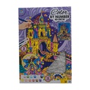Cuadro para colorear por números, con acuarelas y pinceles, diseño castillo, en caja