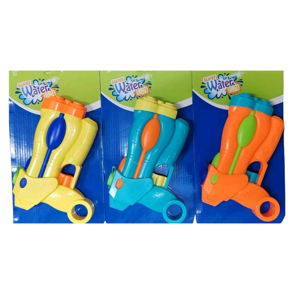 Pistola de agua, doble caño, en cartón, varios colores