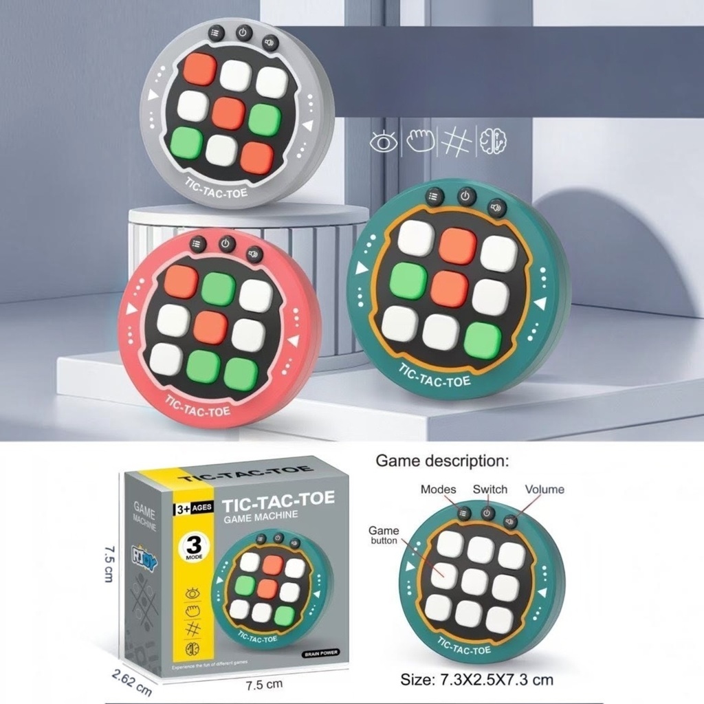Juego de mesa, ta te ti, eléctrico, 3AA, en caja, varios colores