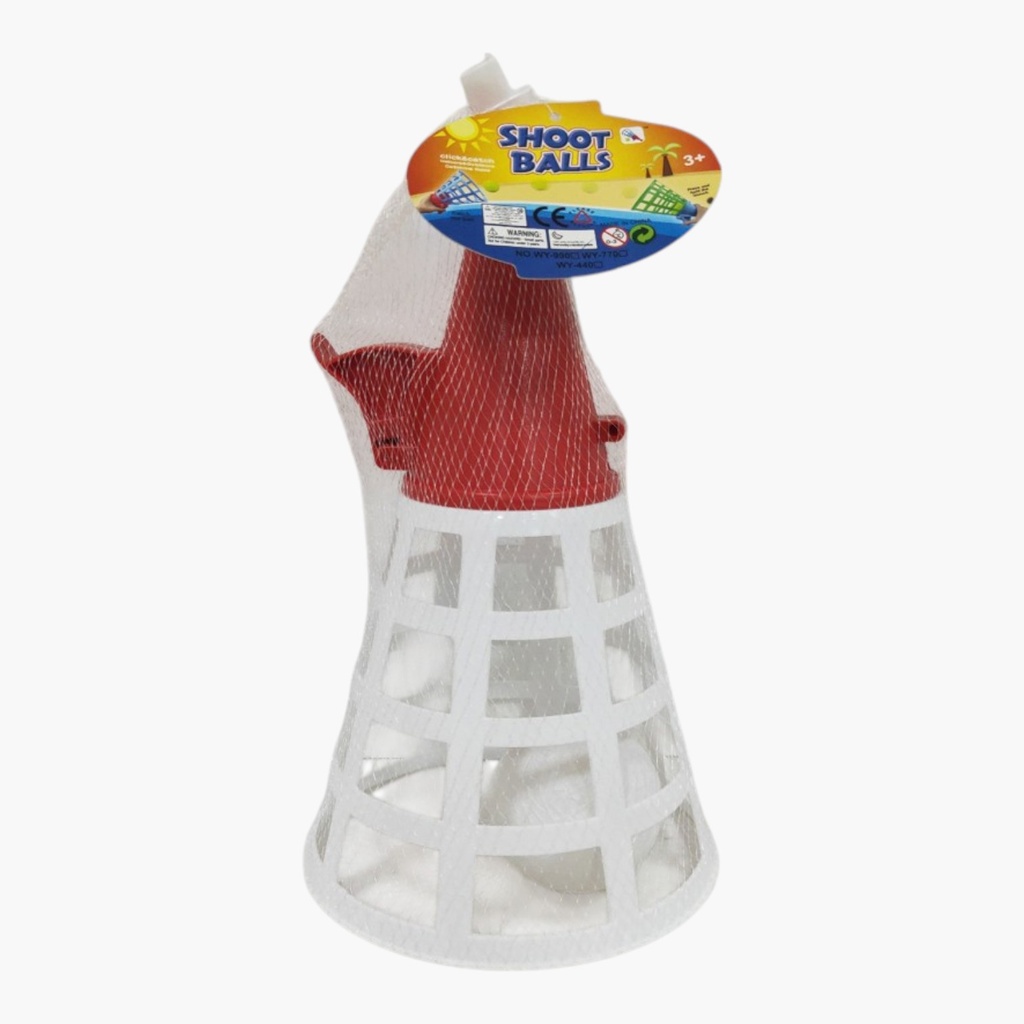 Balero de plástico con pelota, en red