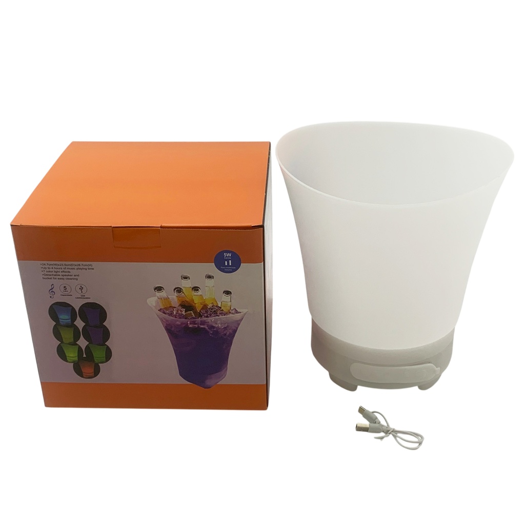 Hielera de plástico con luz, recargable USB, en caja, varios colores